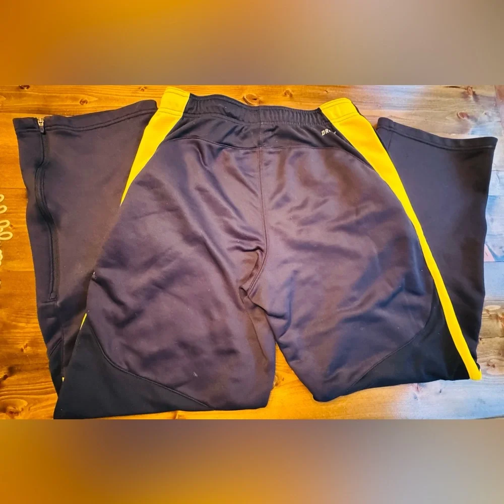 Nike Dri-FIT Black pants Yellow Stripe Size S